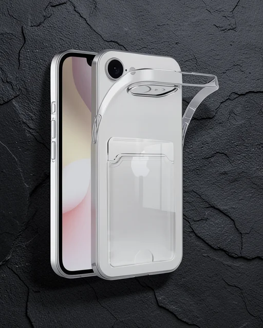 Apple İphone 16e Kılıf Kart Şeffaf Silikon - Şeffaf
