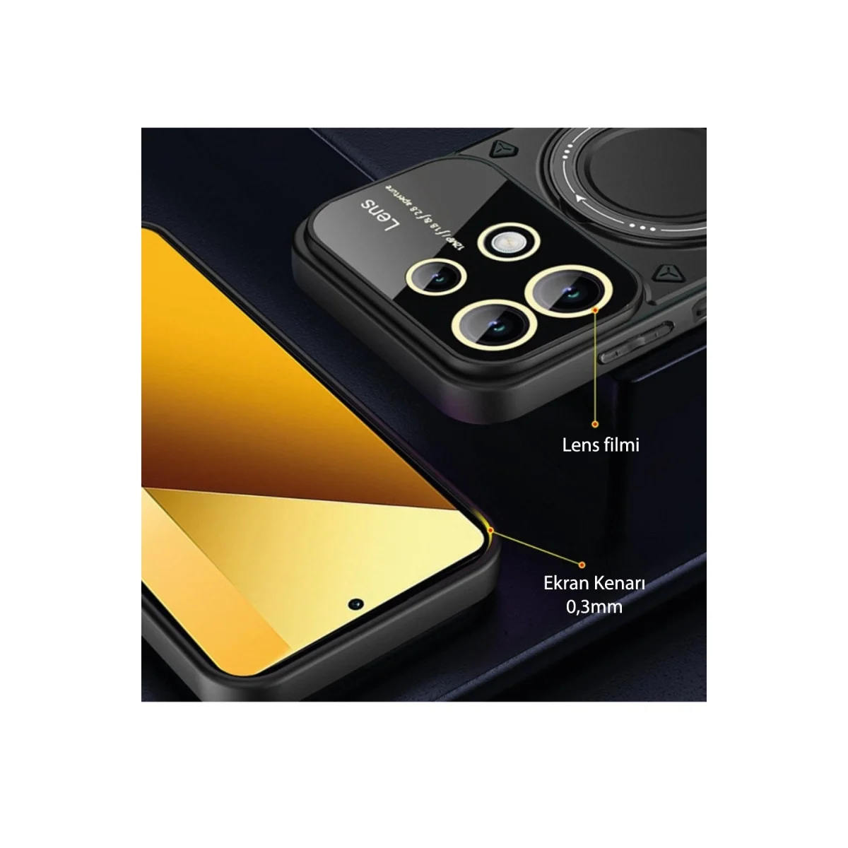 Xiao Red Note 13 4g Kılıf Joy Lens Standlı Kapak - Lacivert görsel 3