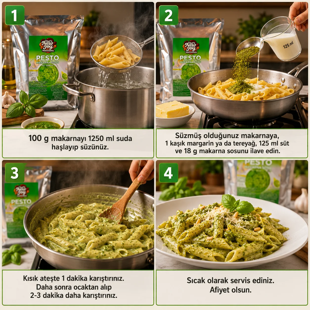 Pesto Makarna Sosu Toz 1000 gr görsel 4