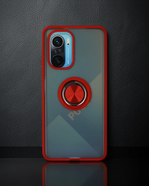 Xiaomi Redmi K40 Kılıf Montreal Yüzüklü Silikon Kapak - Kırmızı