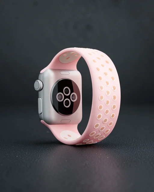 Apple Watch 38mm Ayarlı Delikli Silikon Kordon - Pembe-beyaz