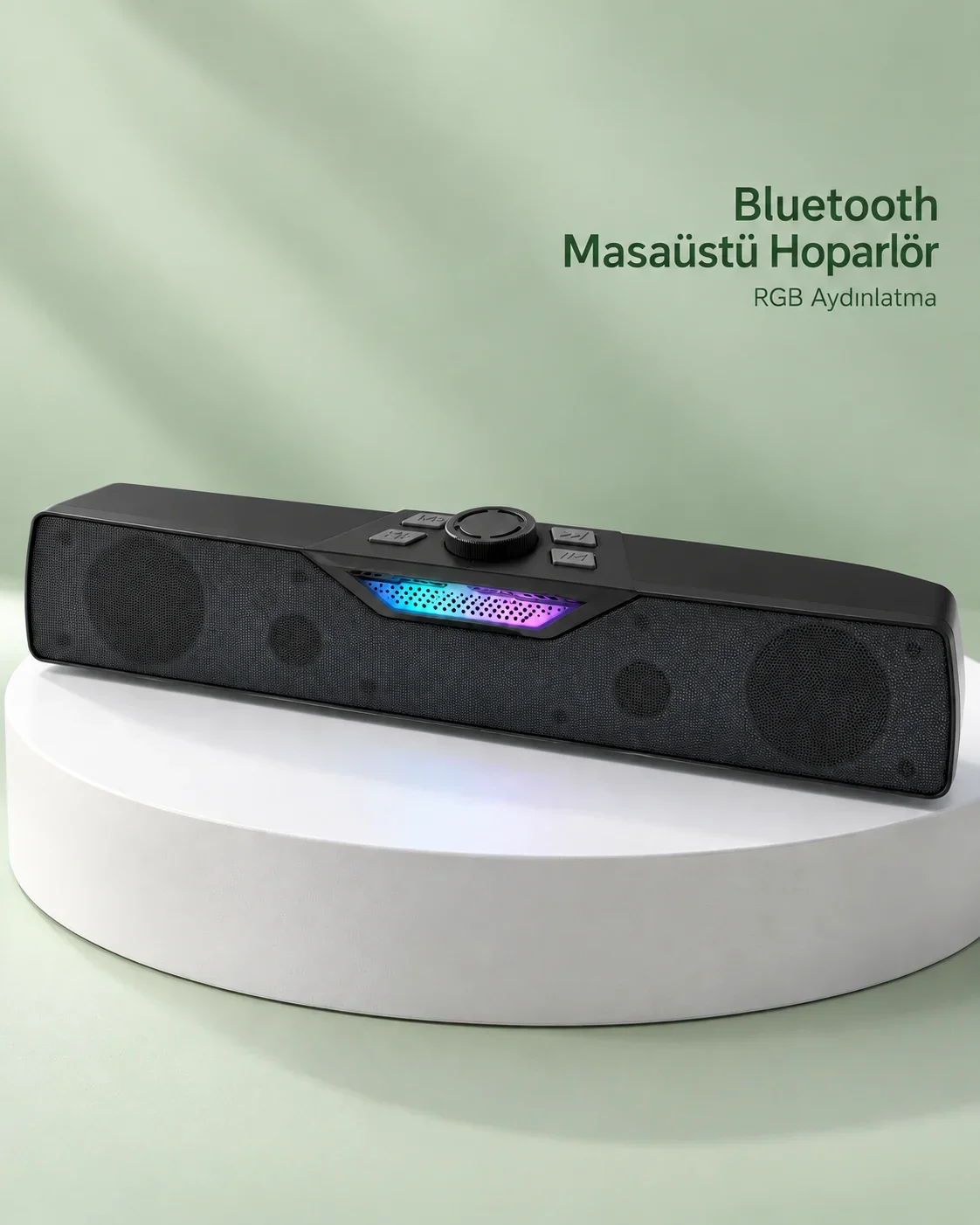 Kablosuz Müzik Dinleme Bluetooth Hoparlör RGB Aydınlatmalı Siyah