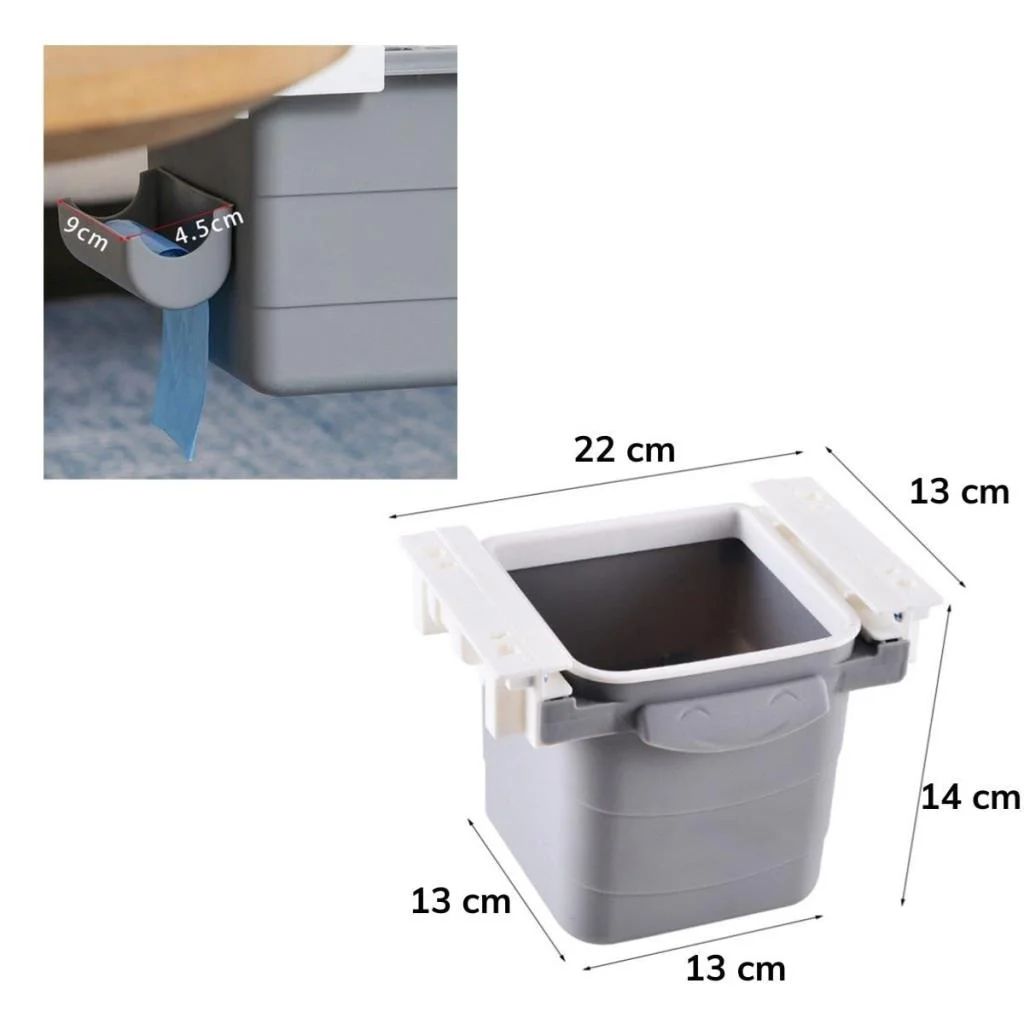 Mini Masa Çöp Kovası Plastik Tezgah Altı Geri Çekilebilir Yapışkanlı Görünmez Bölme Pratik (adet fiyatıdır) görsel 2