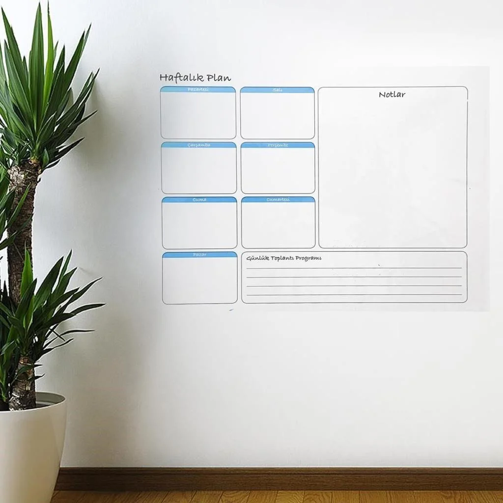 Haftalık Planlayıcı Manyetik Duvar Stickerı Takvim 56 cm x 70 cm görsel 2