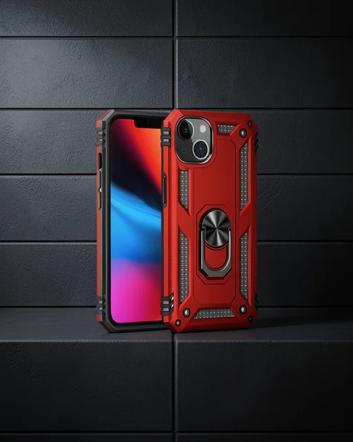 Apple İphone 14 Plus Kılıf Sofya Yüzüklü Silikon Kapak - Kırmızı