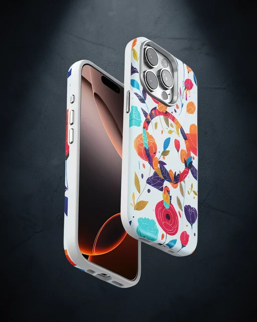 Onegif Apple İphone 14 Pro Max Flower Series Magsafe Kapak - Beyaz