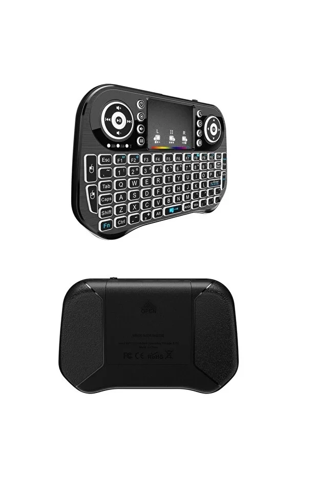 ZK-08 RGB Işıklı Mini Kablosuz Klavye Touchpad Bluetooth ve 2.4G Smart TV Kumandası görsel 3