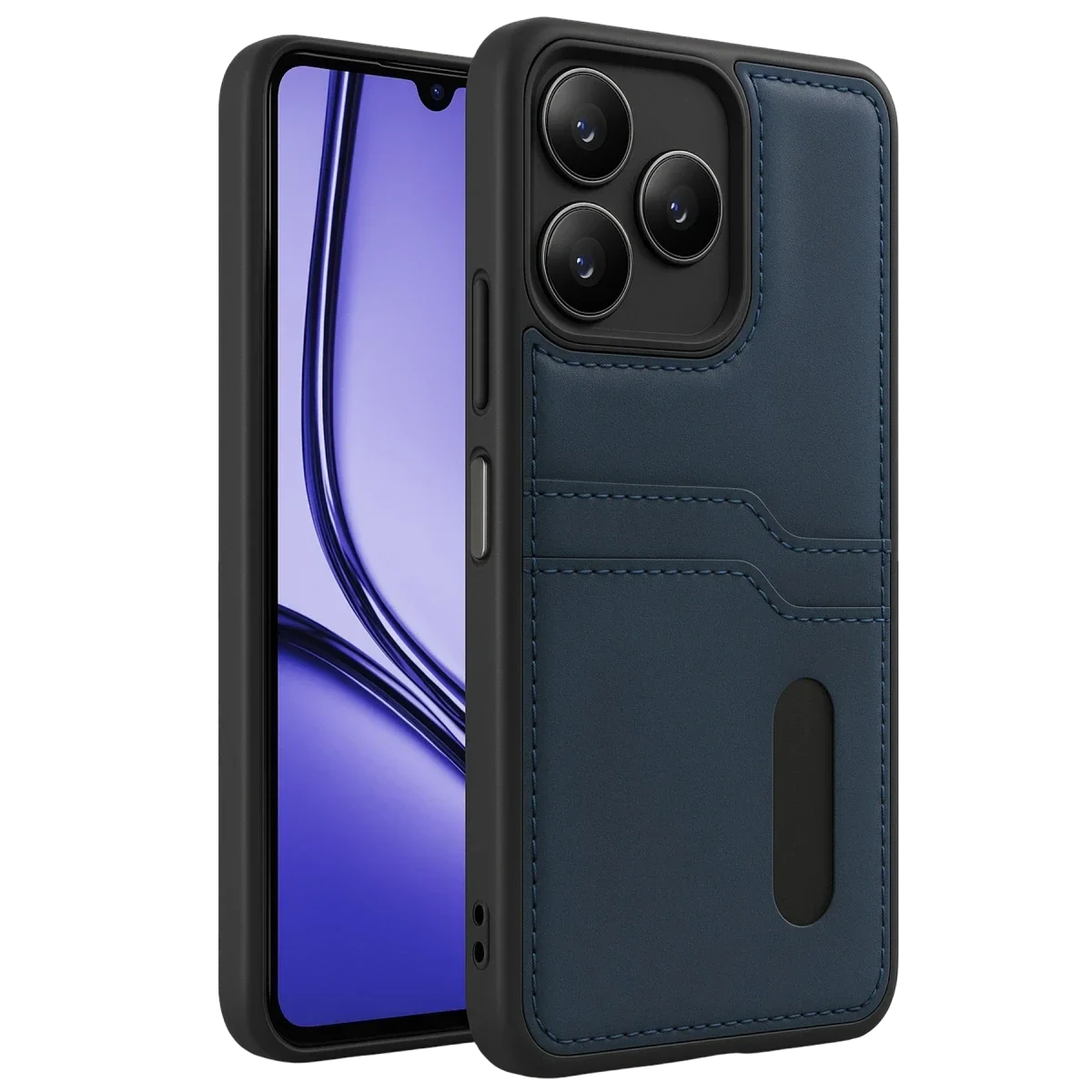 Realme Note 50 4G Kılıf Sara Kartvizitli Deri Kılıf - Lacivert