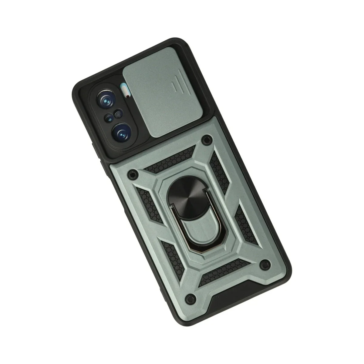 Xiaomi Poco F3 Kılıf Pars Lens Yüzüklü Silikon - Yeşil görsel 2