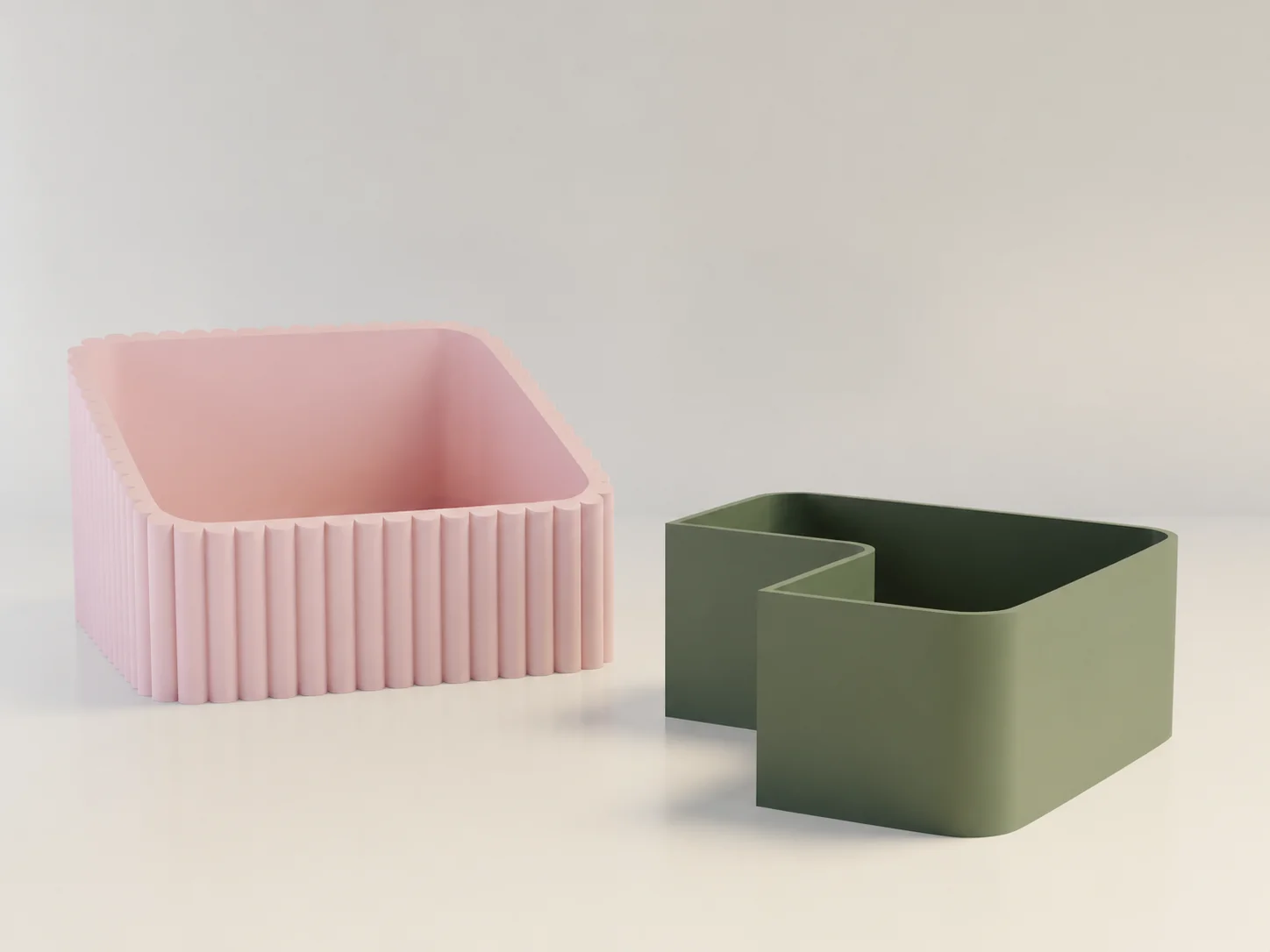 3D Baskı Fıstık Kasesi - Çift Hazneli Kabuk Ayırıcı Sunum Kasesi - Pembe Yeşil görsel 2
