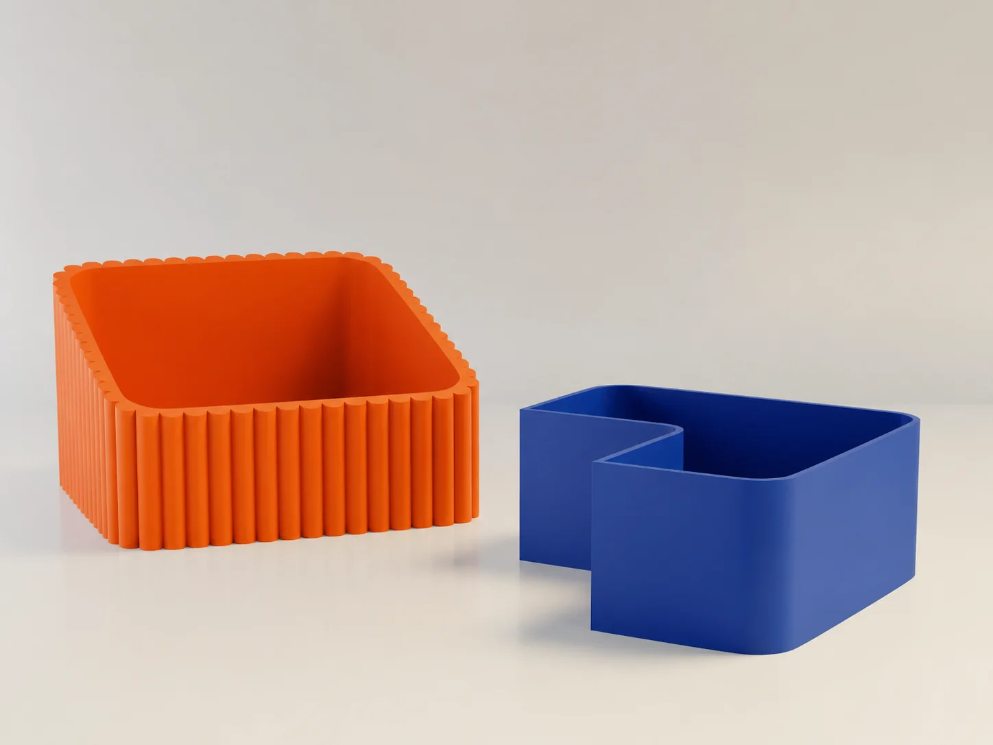 3D Baskı Fıstık Kasesi - Çift Hazneli Kabuk Ayırıcı Sunum Kasesi - Turuncu Mavi görsel 2