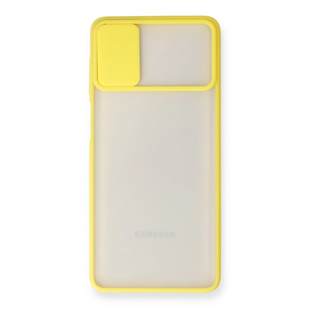 Samsung Galaxy M51 Kılıf Palm Buzlu Kamera Sürgülü Silikon - Sarı görsel 2