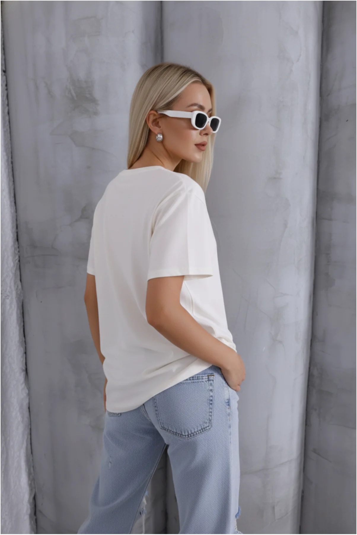 Kadın Ayarlanabilir Boy İp Detaylı T-Shirt görsel 4