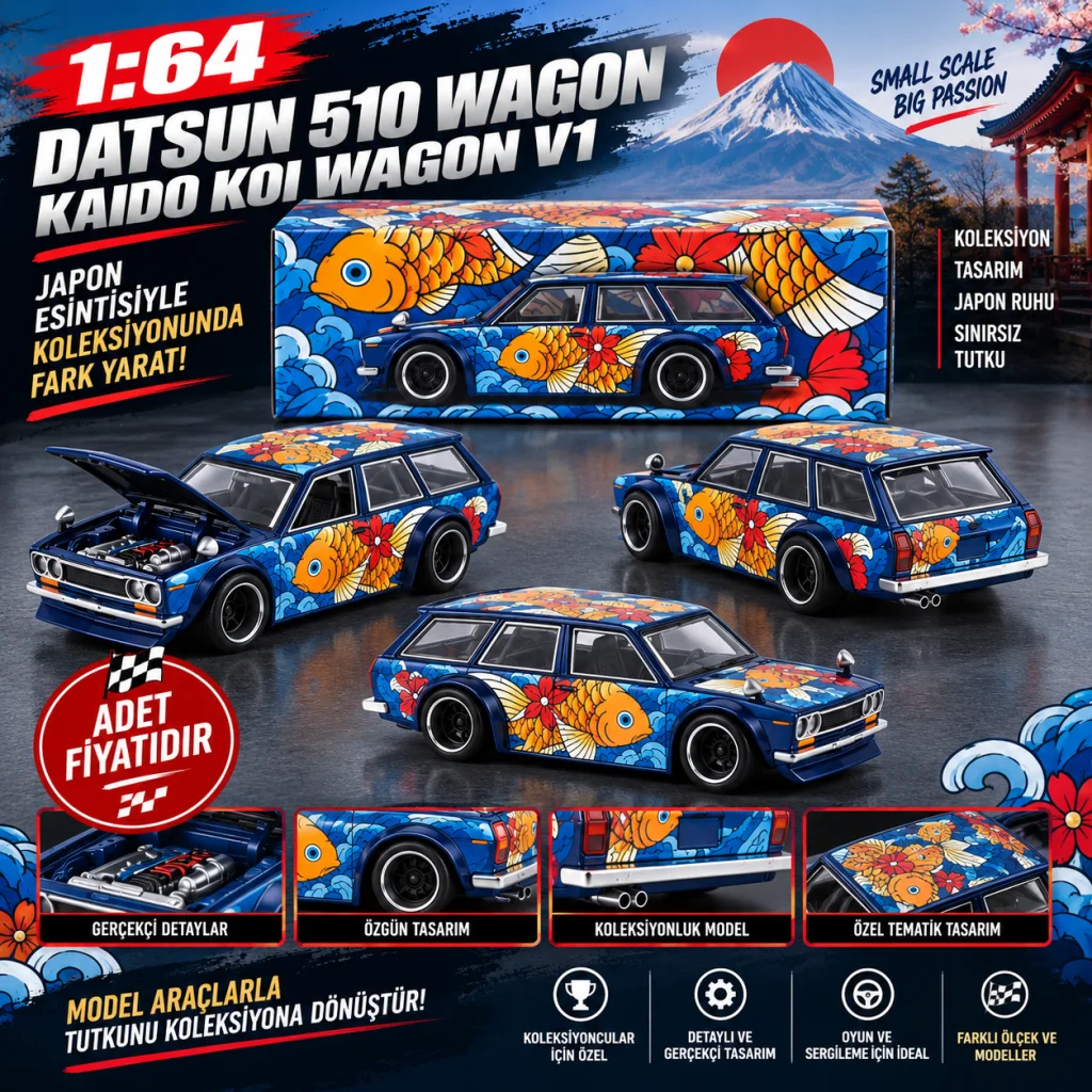 X KaidoHouse 1/64 Datsun KAIDO 510 Wagon Koi Wagon V1 (adet fiyatıdır)