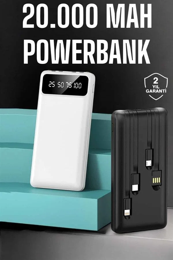 Powerbank 20.000 Mah Dijital Göstergeli LCD Ekran Uzun Pil Ömrü Yeni Nesil görsel 2