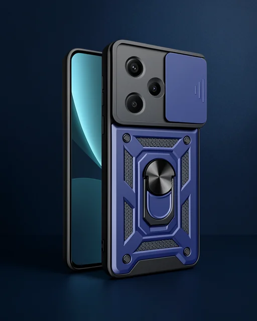 Xiaomi Redmi Note 13 Pro Plus Kılıf Pars Lens Yüzüklü Silikon - Lacivert