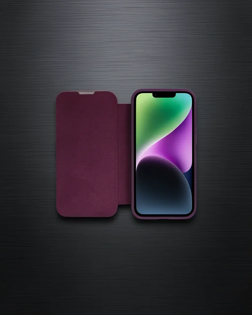 Apple İphone 14 Pro Kılıf Dolpin Kapaklı - Derin Mor