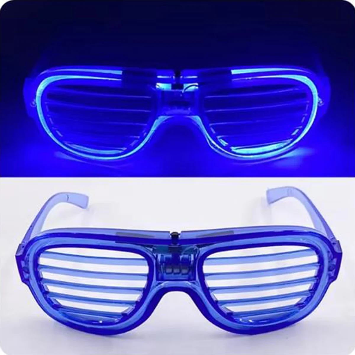 Mavi Led Işıklı Parti Gözlüğü - Neon Glow Şerit Gözlük 3 Modlu görsel 5