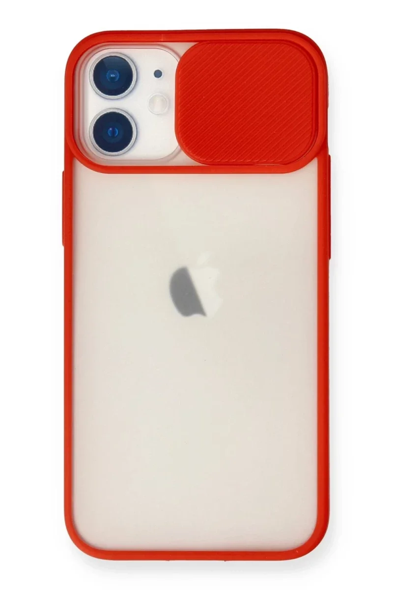 Apple iPhone 11 Kılıf Palm Buzlu Kamera Sürgülü Silikon - Kırmızı