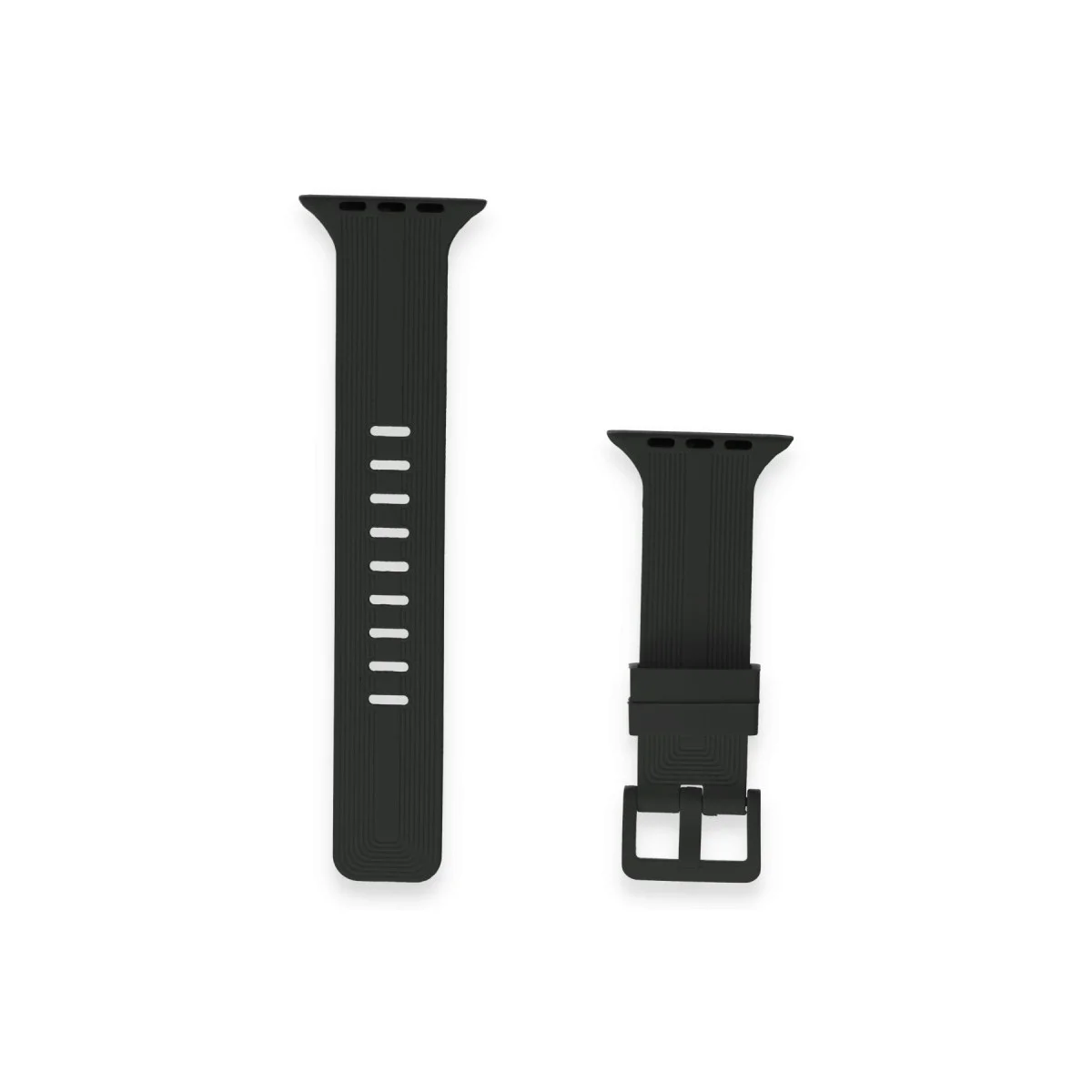 Apple Watch 38mm Kr408 Çizgili Silikon Kordon - Siyah görsel 2