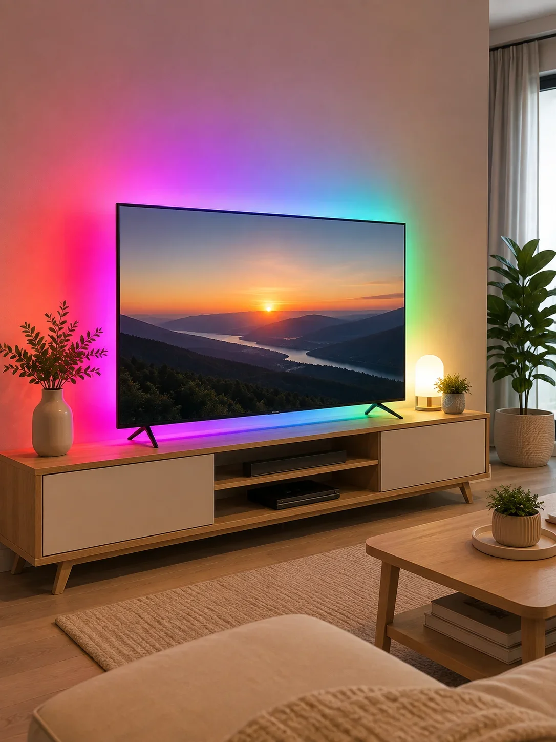 5050 SMD RGB LED Şerit 5 Metre Kumandalı Renkli TV Oda Masa Arkası Dekoratif Aydınlatma Seti görsel 3