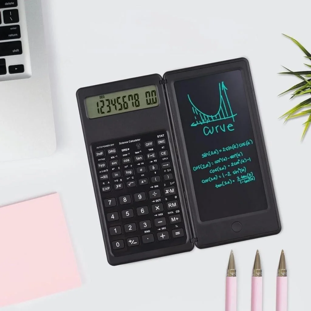 Silinebilir LCD Yazı Tabletli,Kalemli Katlanabilir Bilimsel Hesap Makinesi görsel 3