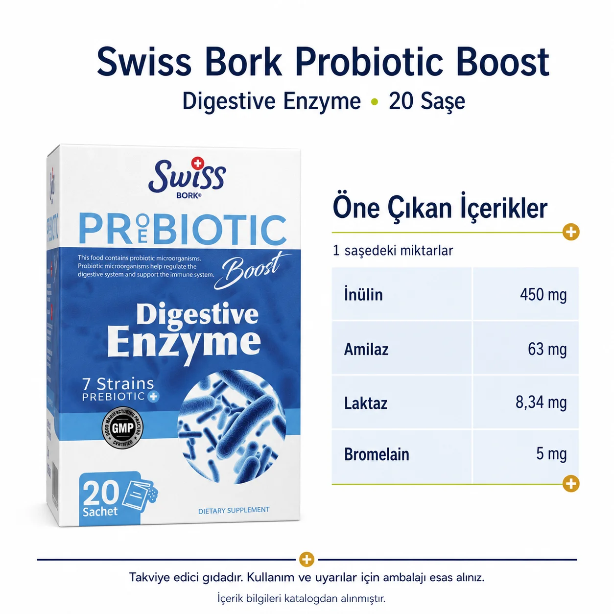 Swiss Bork Probiotic Boost Digestive Enzyme 20 Saşe