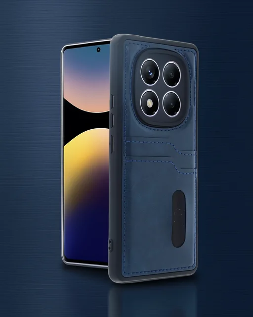 Xiaomi Redmi Note 14 Pro 5g Kılıf Sara Kartvizitli Deri Kılıf - Lacivert