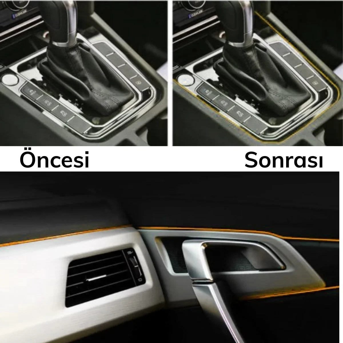 Gold Araba Oto Trim Dekorasyon Şeridi Kauçuk Elastik Kolay Kurulum 5 metre Şerit Bant görsel 6