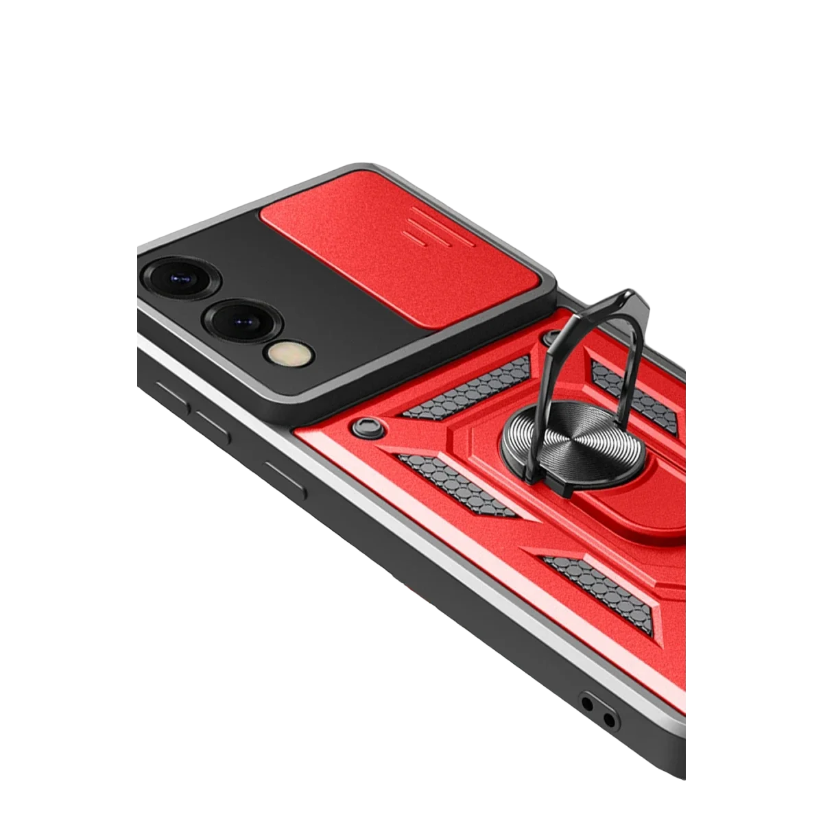 Samsung Galaxy S25 Edge Pars Lens Yüzüklü Silikon - Kırmızı görsel 4