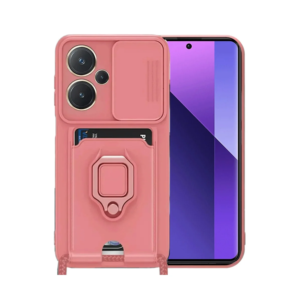 Xiao Red Note 13 Pro Plus Kılıf Zuma Kartvizitli Yüzüklü Silikon - Pembe
