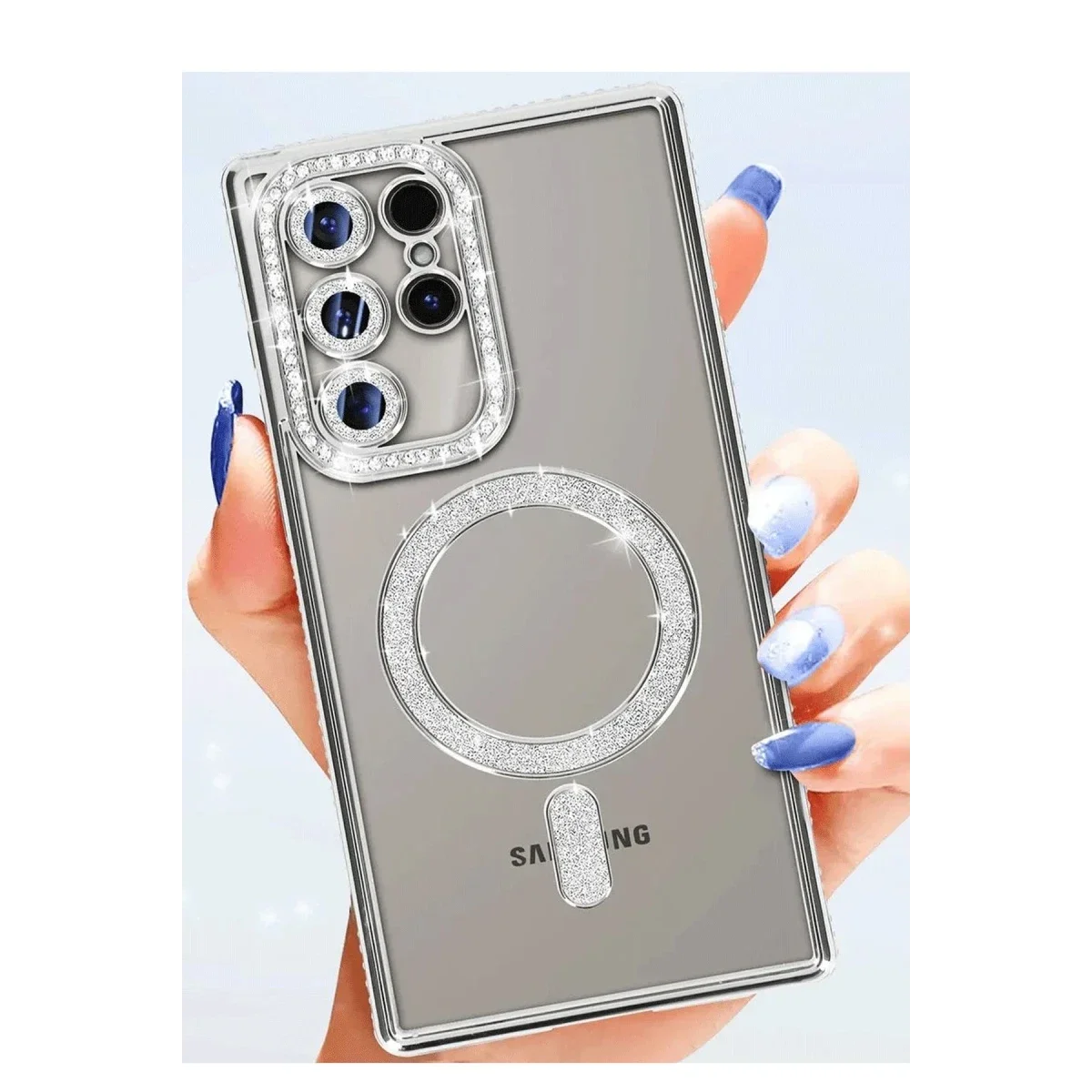 Samsung Galaxy S25 Ultra Kılıf Joke Simli Magneticsafe Kılıf - Gold görsel 3