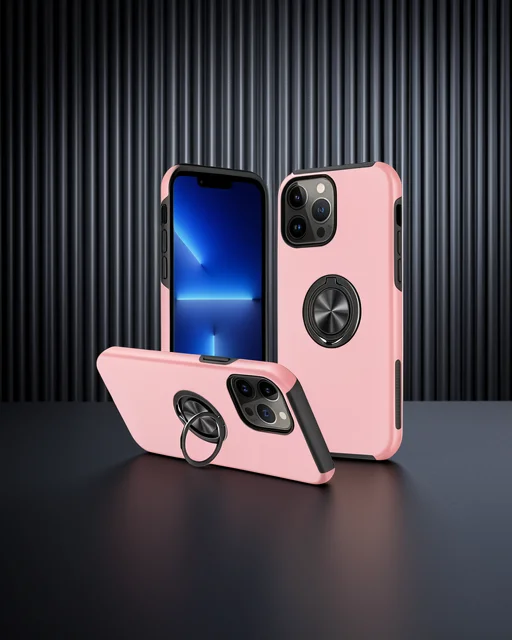 Apple İphone 13 Pro Kılıf Elit Yüzüklü Kapak - Pembe