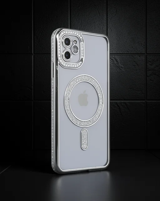 Apple İphone 11 Kılıf Joke Simli Magneticsafe Kılıf - Gümüş