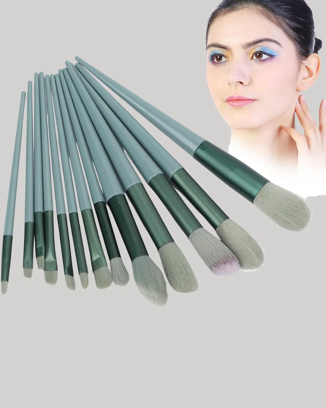 Taşınabilir Ergonomik Yapılı 13 Adet Fiber Kıllı Yüz ve Göz Makyaj Fırçası Seti görsel 3