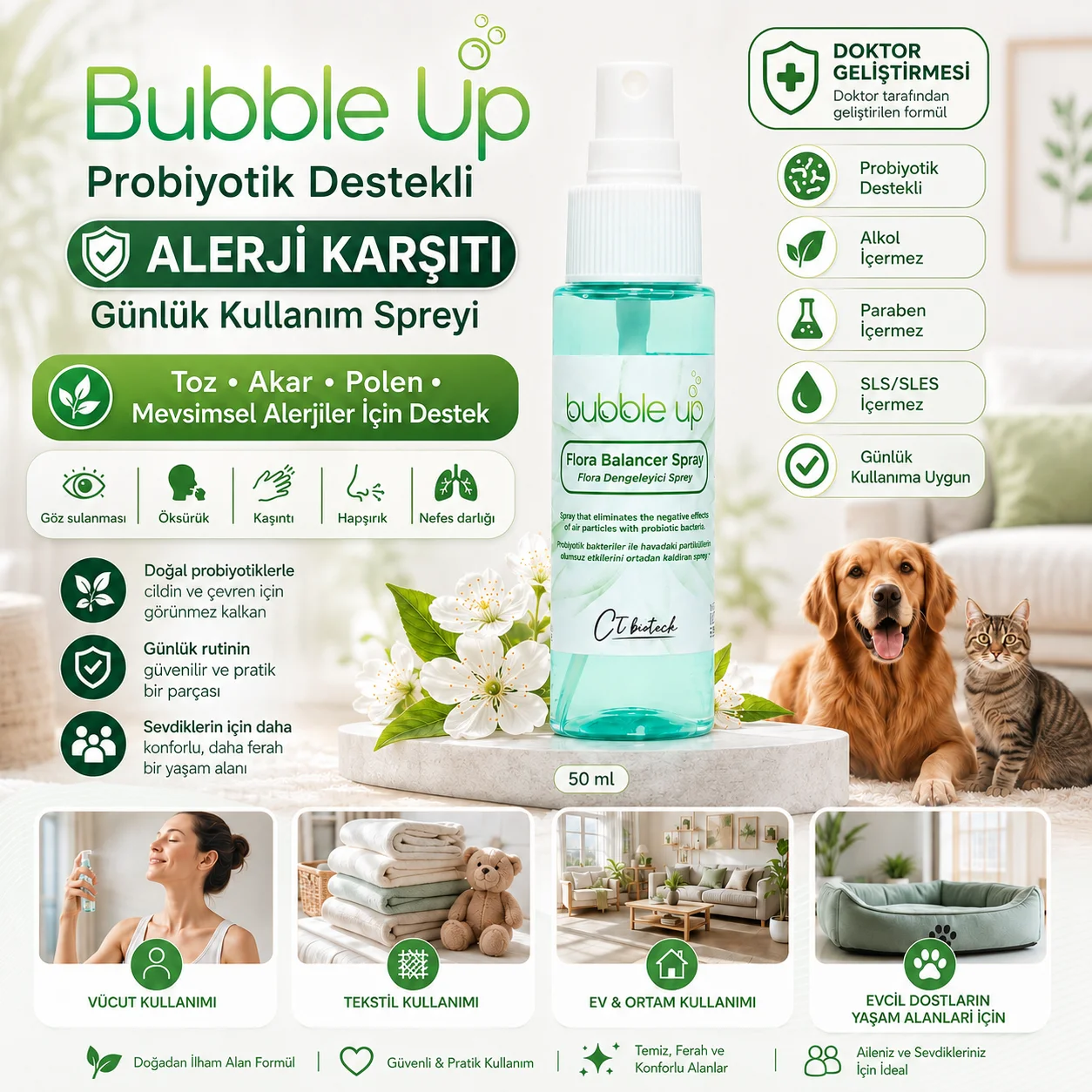Bubble Up Okul ve Ev İçin Ortam ve Tekstil Spreyi 50 ml görsel 2