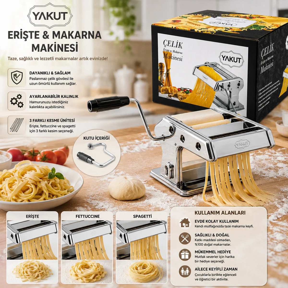 Küçük - 150LİK Metal Erişte - Makarna Makinesi görsel 2