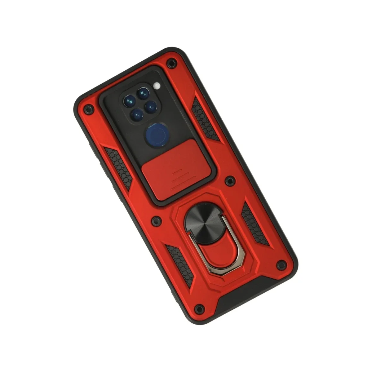 Xiaomi Redmi Note 9 Kılıf Pars Lens Yüzüklü Silikon - Kırmızı görsel 2
