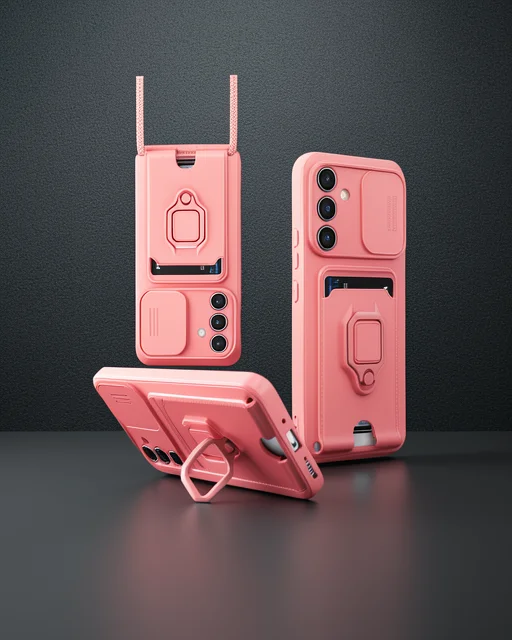 Samsung Galaxy A05s Kılıf Zuma Kartvizitli Yüzüklü Silikon - Pembe