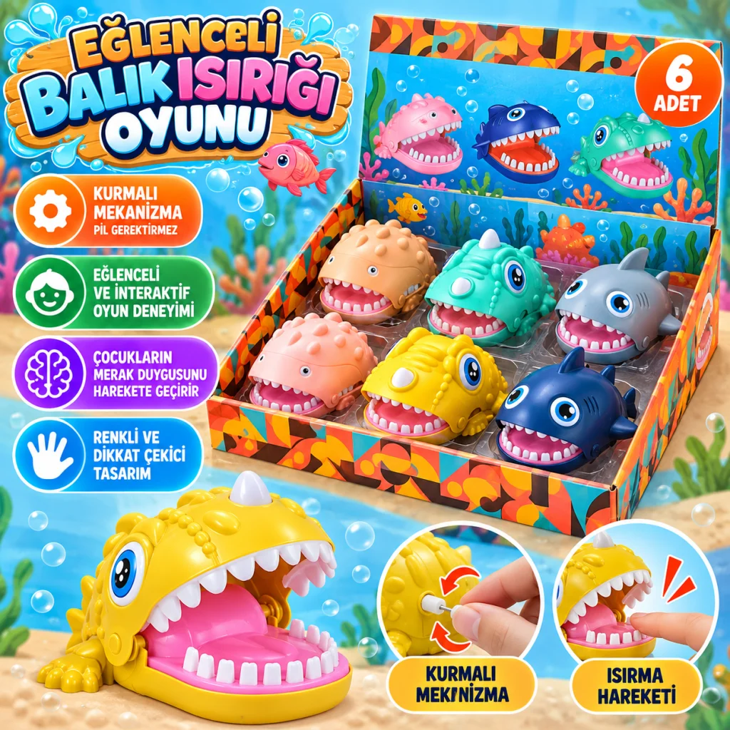 BIG085102 Eğlenceli Balık Isırığı Oyunu Stand 6LI 1 Adet Fiyatıdır.