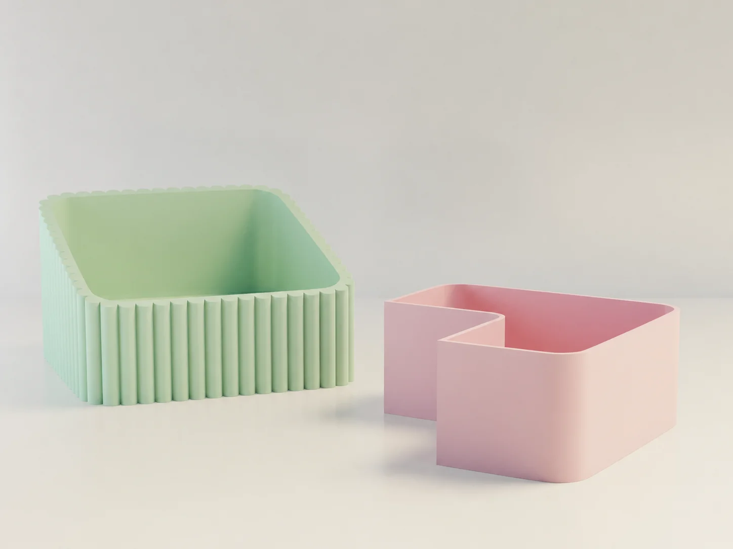 3D Baskı Fıstık Kasesi - Çift Hazneli Kabuk Ayırıcı Sunum Kasesi - Mint Pembe görsel 2