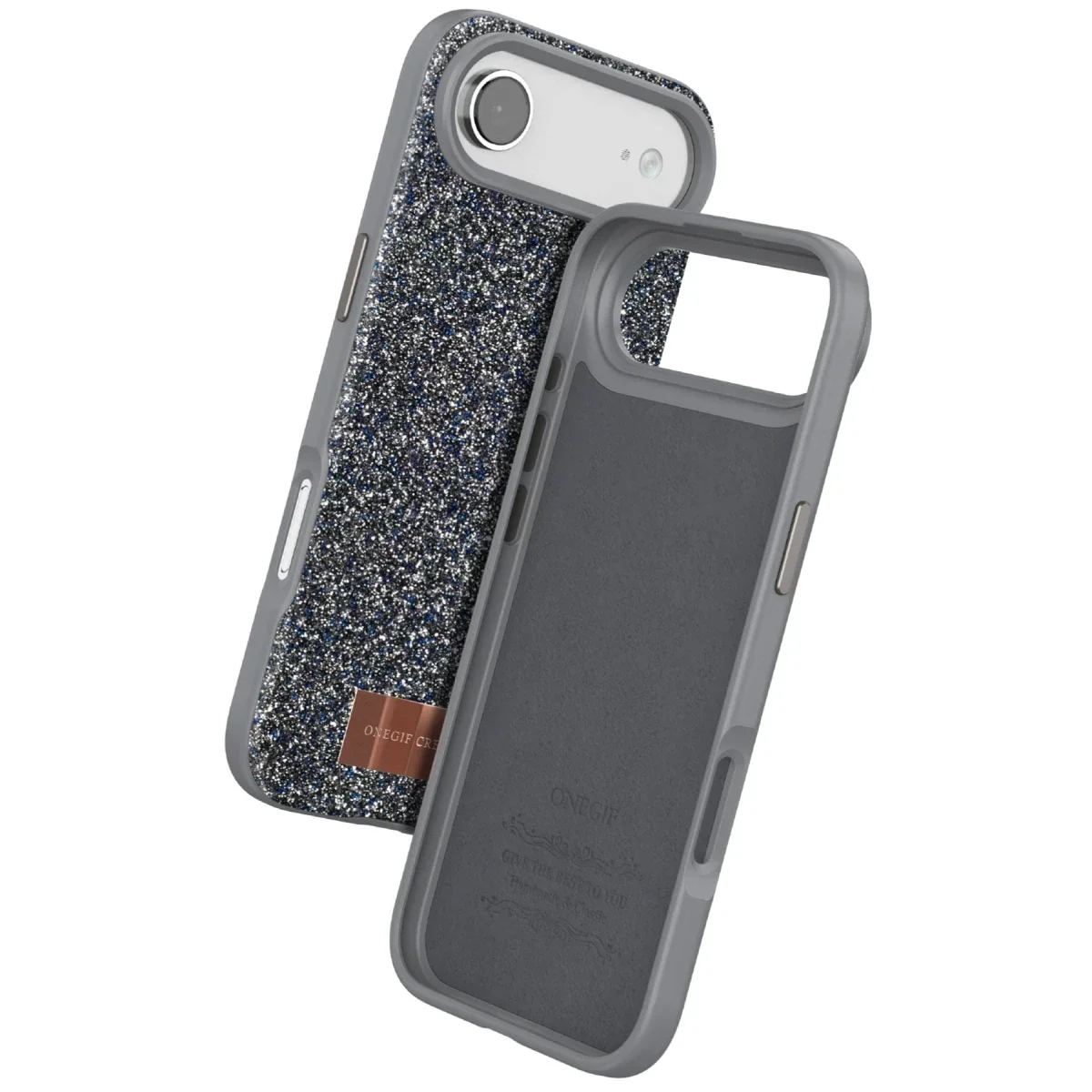 Onegif Apple iPhone 17 Air Bright Simli Kapak - Gümüş görsel 3