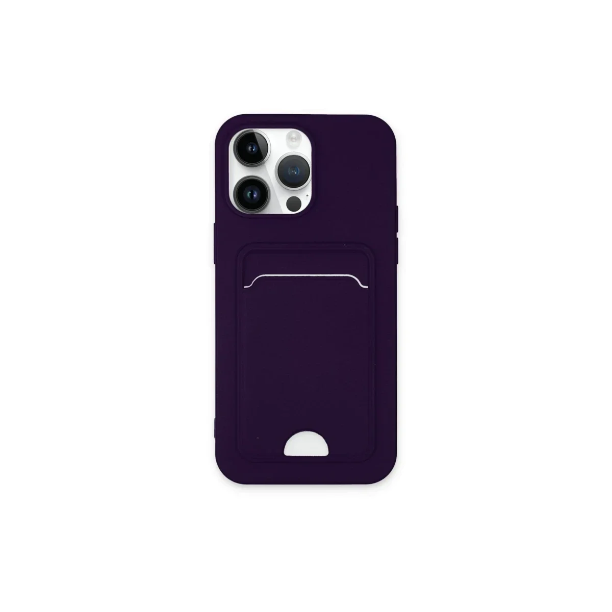Apple iPhone 14 Pro Max Kılıf Kelvin Kartvizitli Silikon - Derin Mor