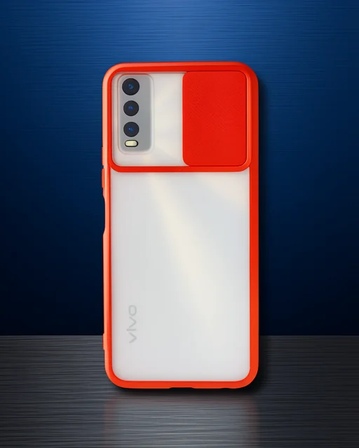 Vivo Y11s Kılıf Palm Buzlu Kamera Sürgülü Silikon - Kırmızı