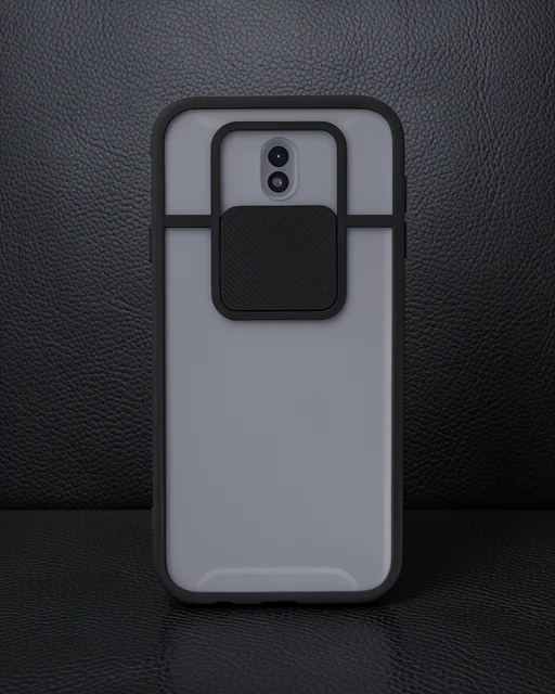 Samsung Galaxy J7 Pro / J730 Kılıf Palm Buzlu Kamera Sürgülü Silikon - Siyah