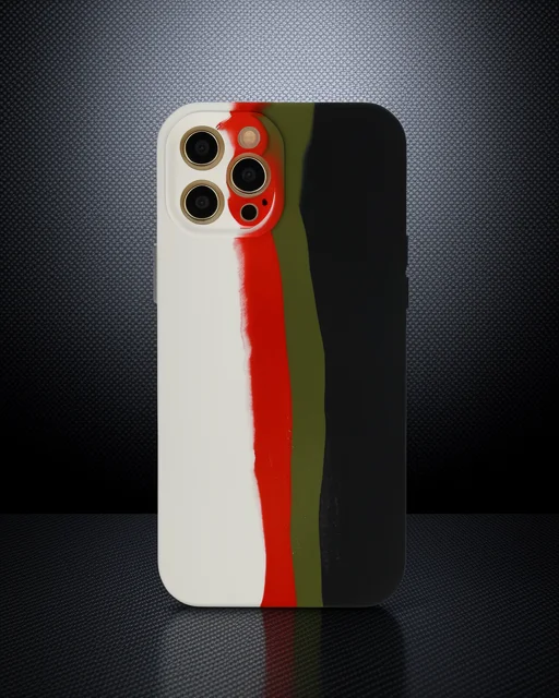 Apple İphone 12 Pro Max Kılıf Ebruli Lansman Silikon - Beyaz-siyah