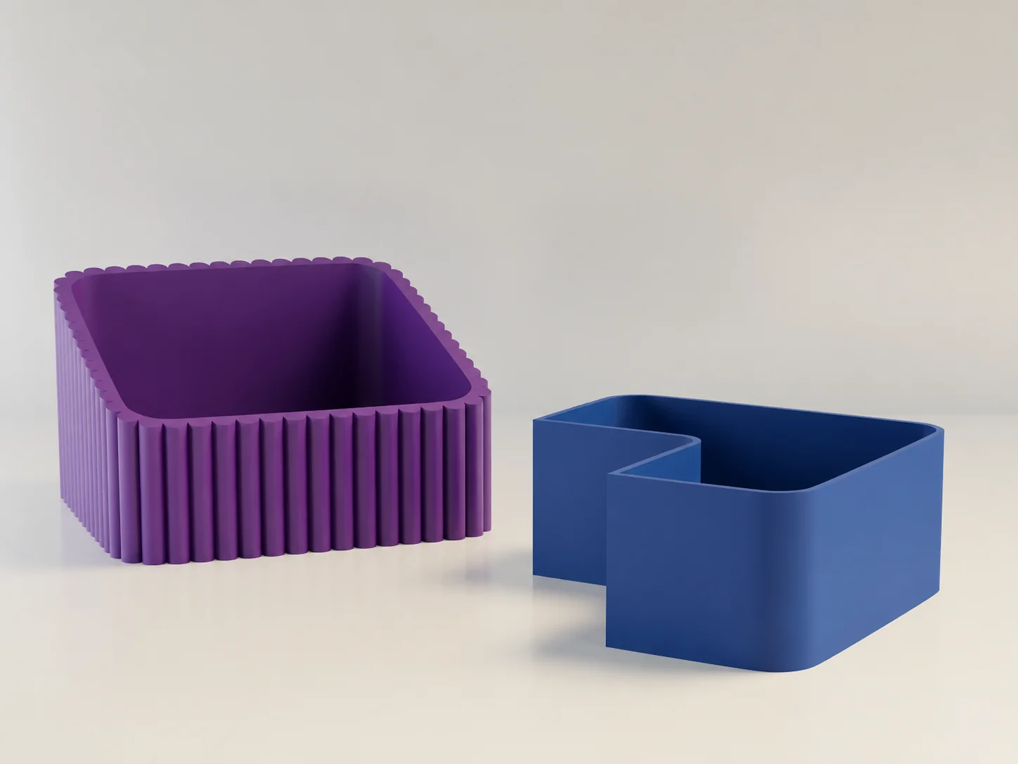 3D Baskı Fıstık Kasesi - Çift Hazneli Kabuk Ayırıcı Sunum Kasesi - Mor Mavi görsel 2