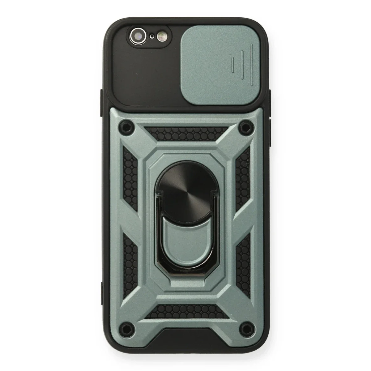 Apple iPhone 6 Kılıf Pars Lens Yüzüklü Silikon - Yeşil