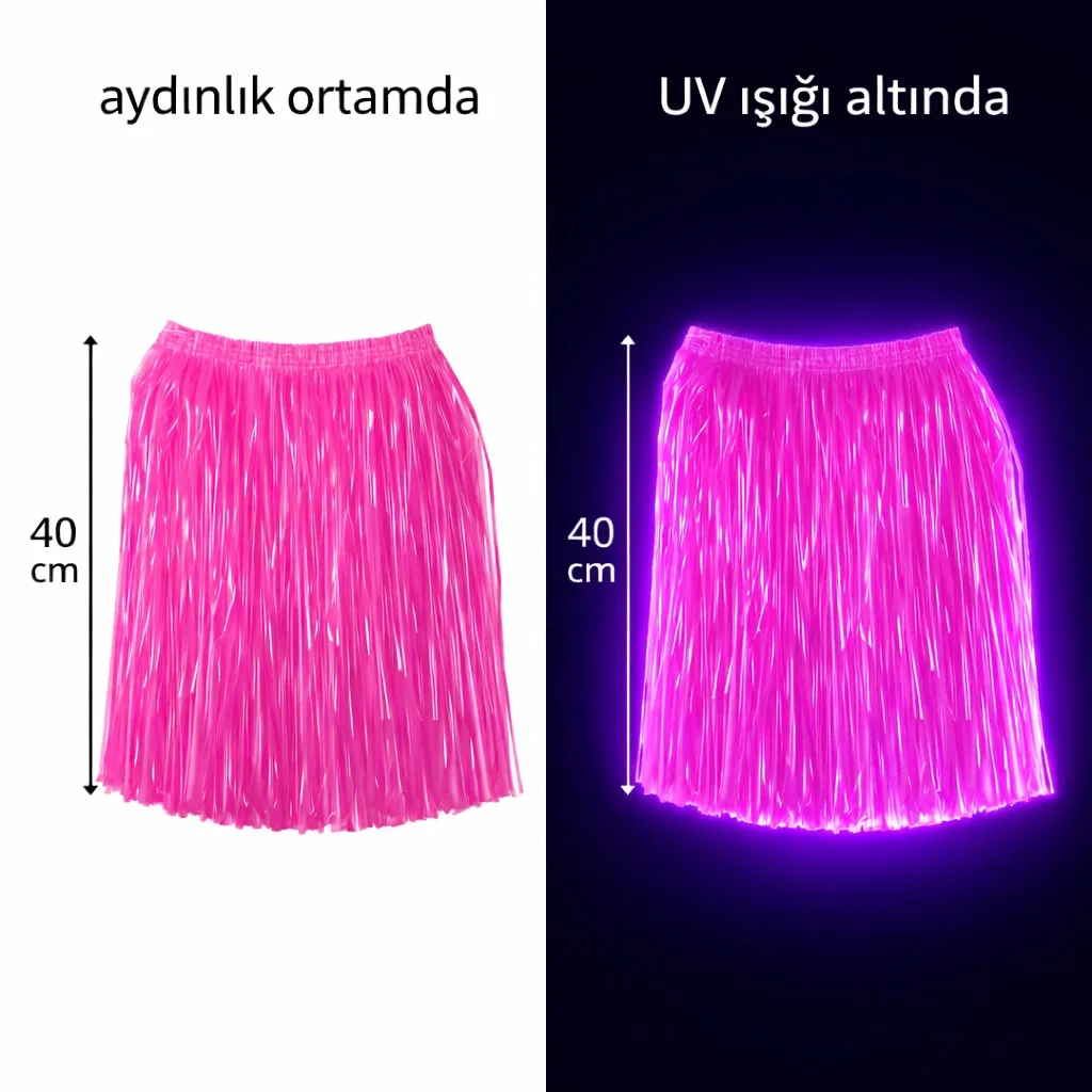 Neon Pembe Hawaii Parti Eteği 40 cm görsel 2