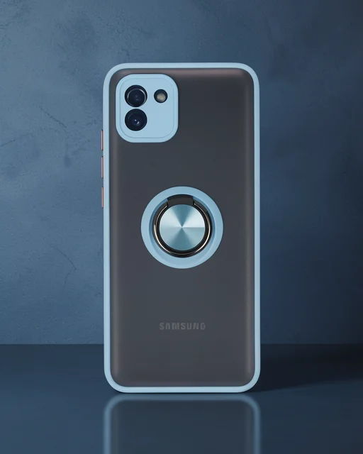 Samsung Galaxy A03 Kılıf Montreal Yüzüklü Silikon Kapak - Buz Mavi